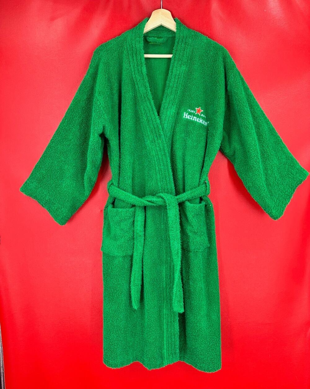 Heineken Official Merchandise 100% Cotton Green Bathrobe Size L/XL Super!